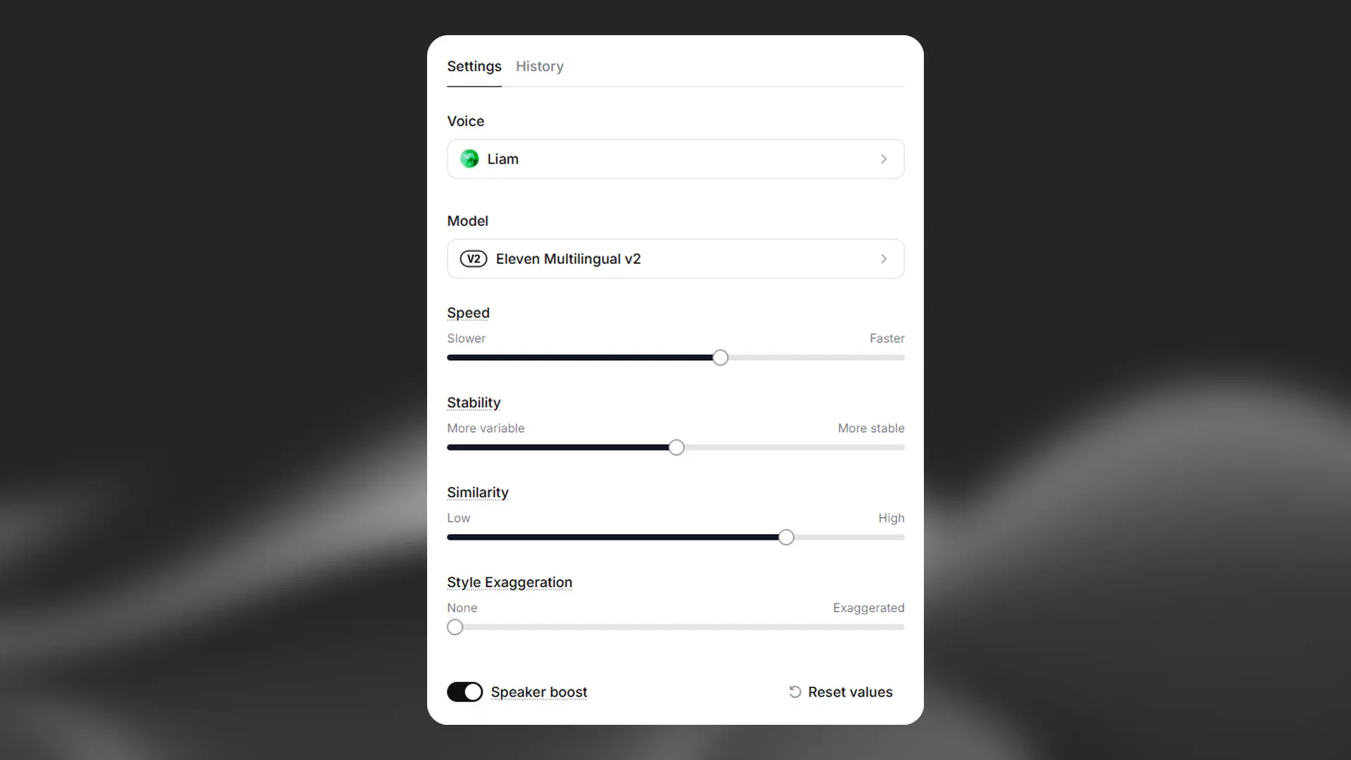 Text to Speech voice settings
