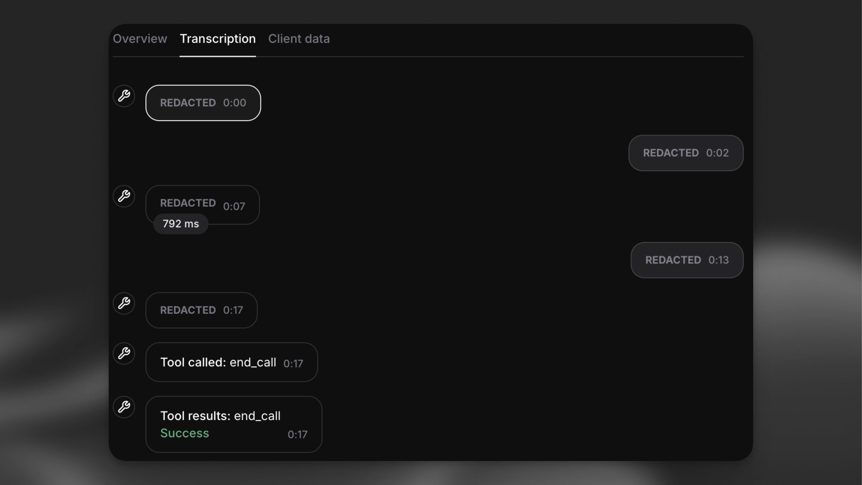 Redacted conversation history showing Zero Retention Mode in action
