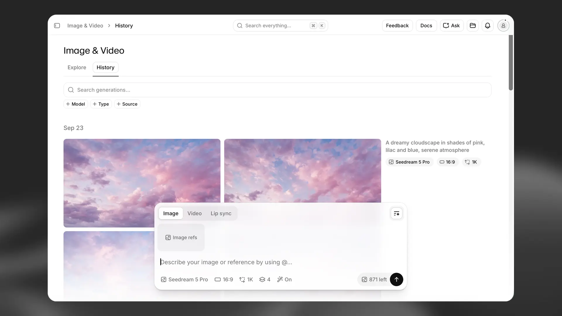 Video history interface