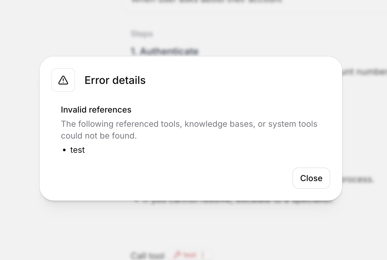 Errors dialog listing invalid references