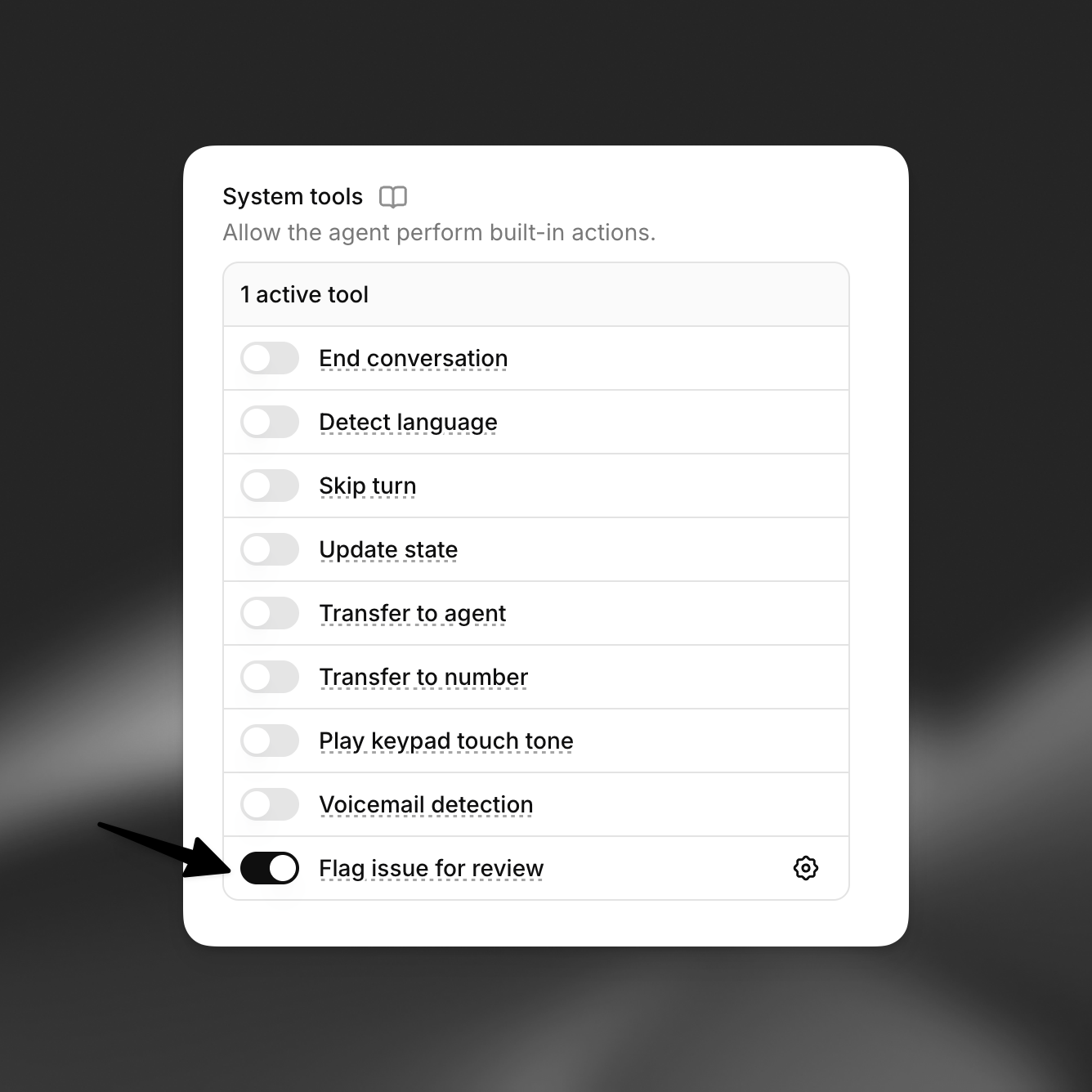 Flag issue for review enabled in system tools