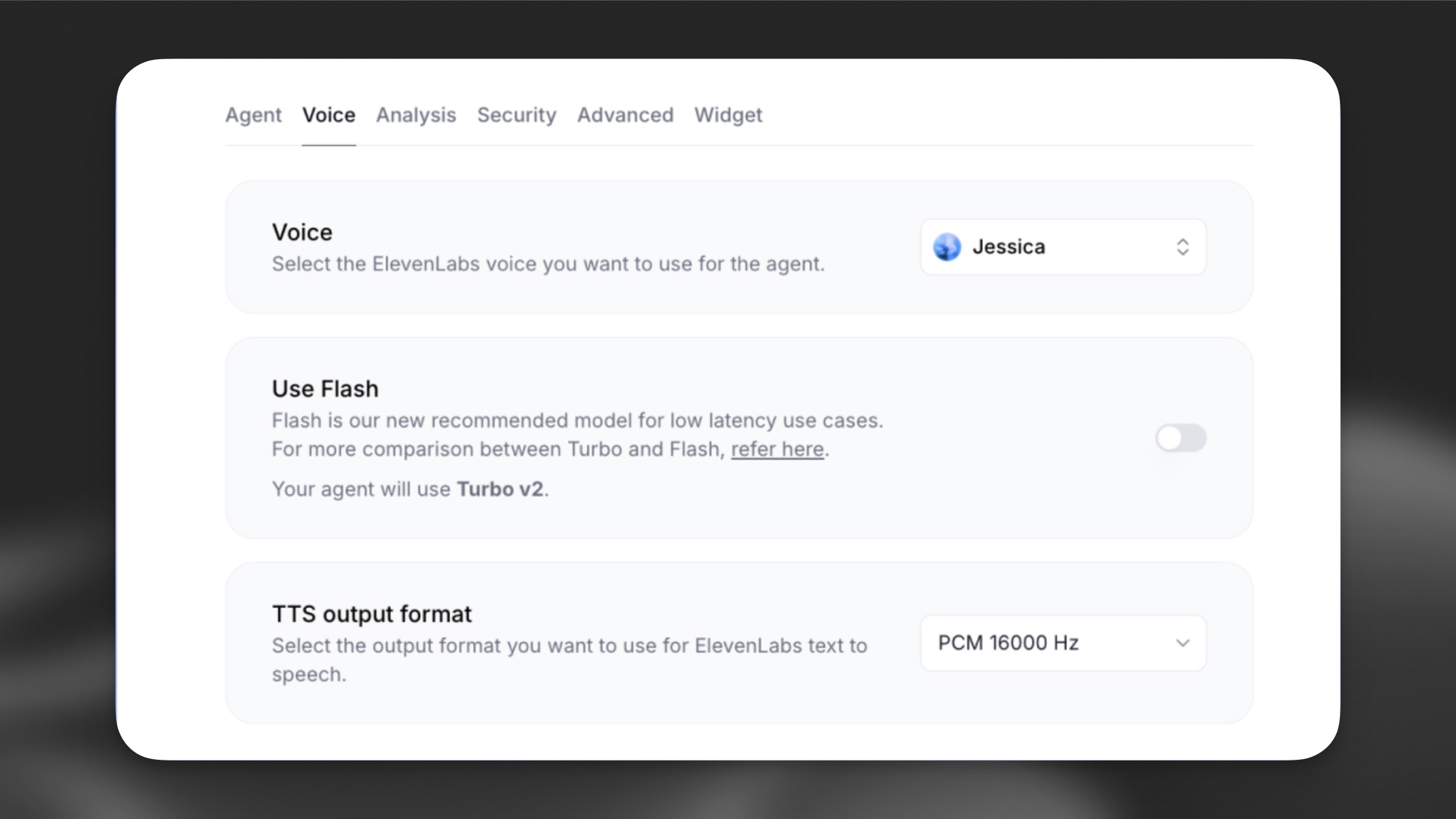 Voice settings
