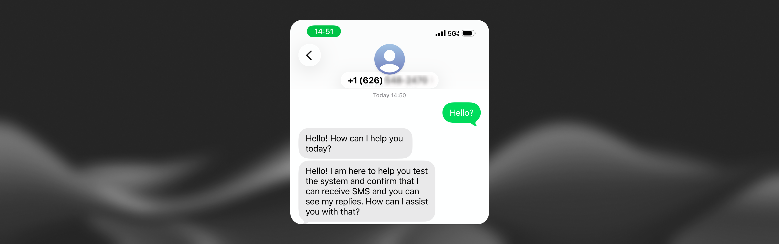SMS conversation between a user and an ElevenLabs agent