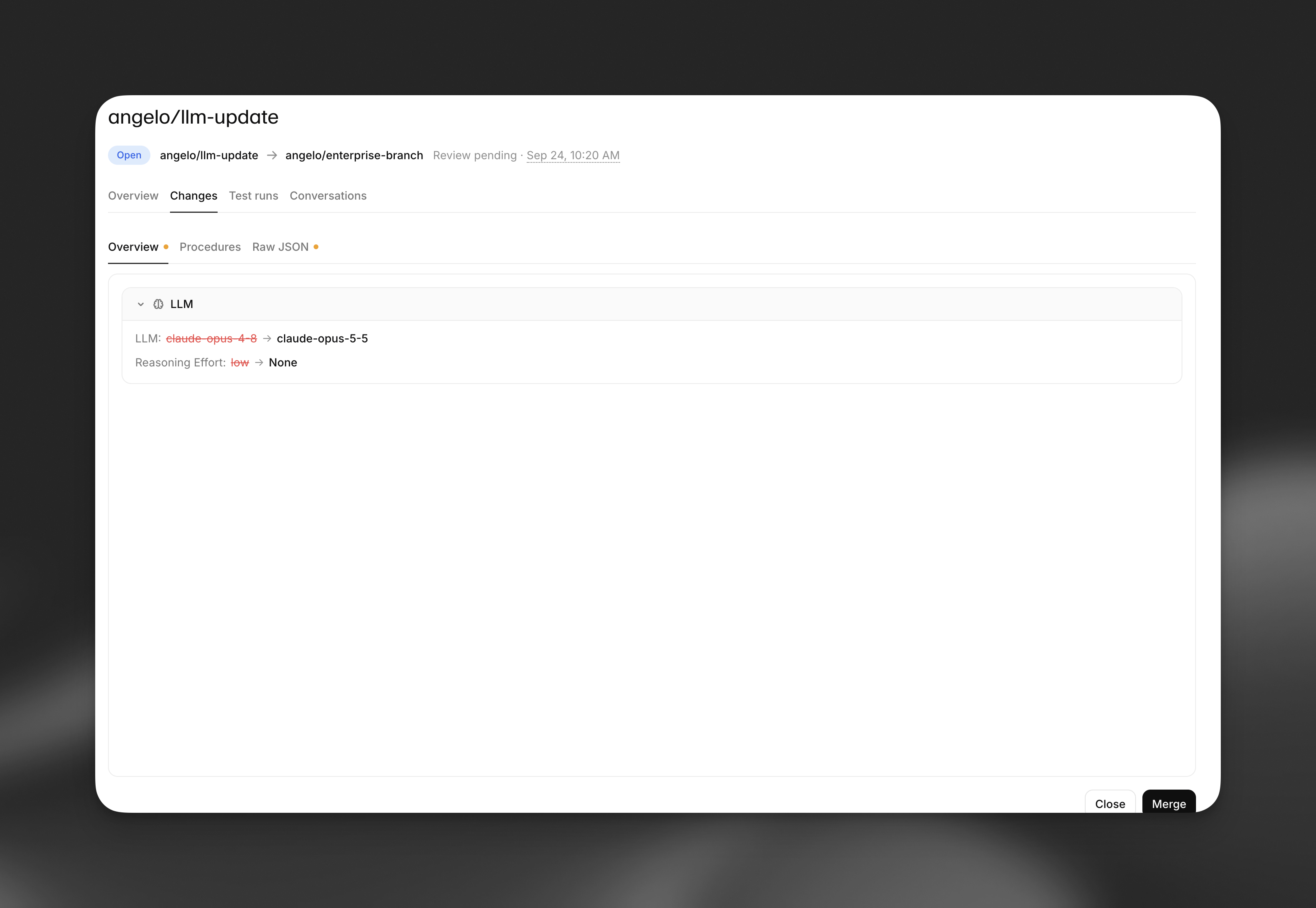Changes tab of a merge proposal
